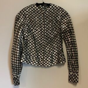 Metalic Pokodot Mesh Zipper Jacket